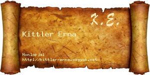 Kittler Erna névjegykártya